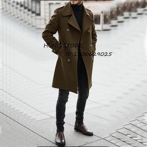 Manteau Long en fausse laine pour homme, coupe cintrée, Double boutonnage, robe personnalisée, élégante, veste en coton, hiver, 231124