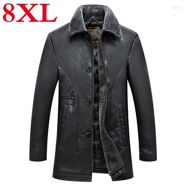 Abrigo de piel auténtica para hombre 8XL 7XL, Chaqueta larga de piel de oveja, chaquetas de invierno de cuero para hombre de talla grande