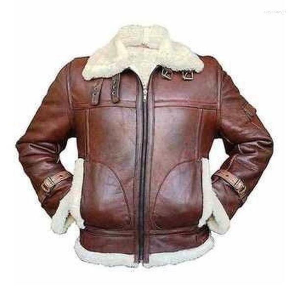 Chaqueta de cuero Kalenmos de piel para hombre, moda Retro de invierno, PU gruesa de talla grande, forro polar, manga larga, solapa, ropa informal para hombre 2023