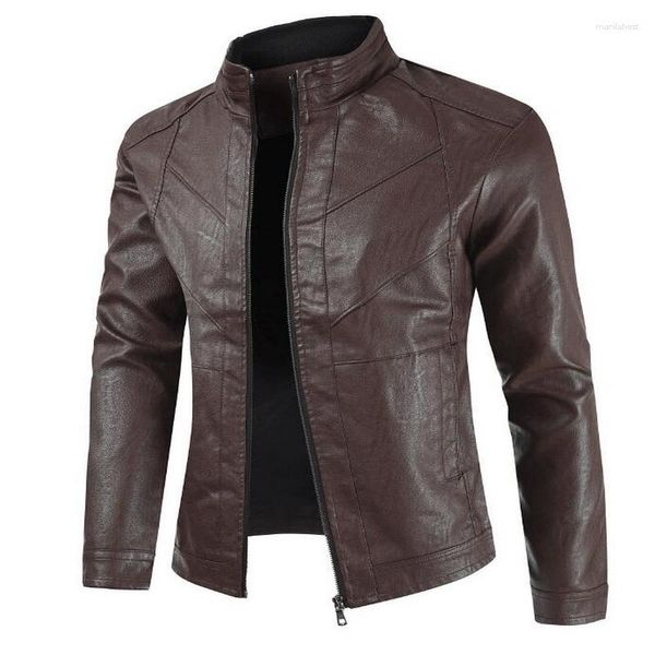 Veste en cuir de fourrure pour hommes VXO marque automne printemps décontracté fermeture éclair moto mince hommes vestes et manteaux