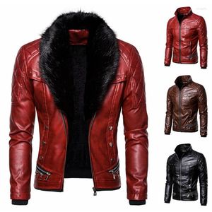 Hommes fourrure Lugentolo Moto veste en simili cuir hommes amovible Colla hiver mode polaire épais chaud hommes manteau