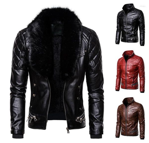 Chaqueta de piel de motociclista para Hombre, Chaqueta de cuero con cuello desmontable, chaquetas de Moto de imitación, abrigos informales de PU, Chaqueta para Moto Hombre