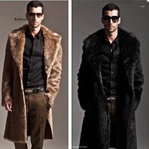 Manteau d'hiver en fausse fourrure pour homme, veste d'extérieur, Parka Punk, chaud, Long, Cardigans, pardessus, Streetwear, à la mode