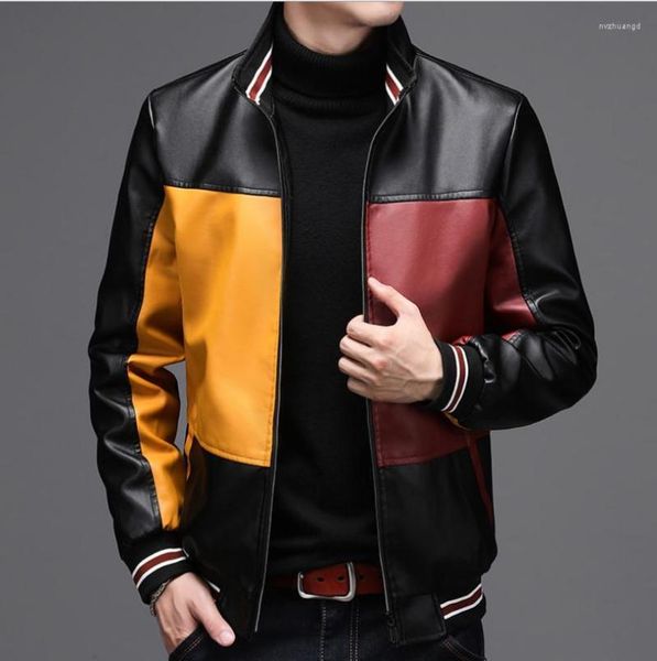 Männer Pelz Männer Jacke Herbst Winter Leder Mäntel Lange Ärmel Mischfarbe Koreanischen Männlichen Motorrad Kleidung Plus Samt Tops L/4Xl J3281