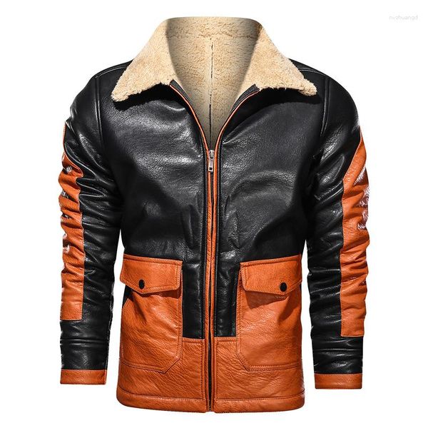 Manteaux en Faux daim avec fermeture éclair pour homme, veste en cuir épais et chaud, pour moto, pardessus décontracté d'extérieur, mode hiver
