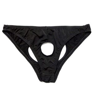 Hombres G-Strings Bikini Briefs Ropa interior gay O-Ring Crotchless Mens Tangas Hombres Nylon Lencería Sexy Open BusSissy Bragas StringMen's