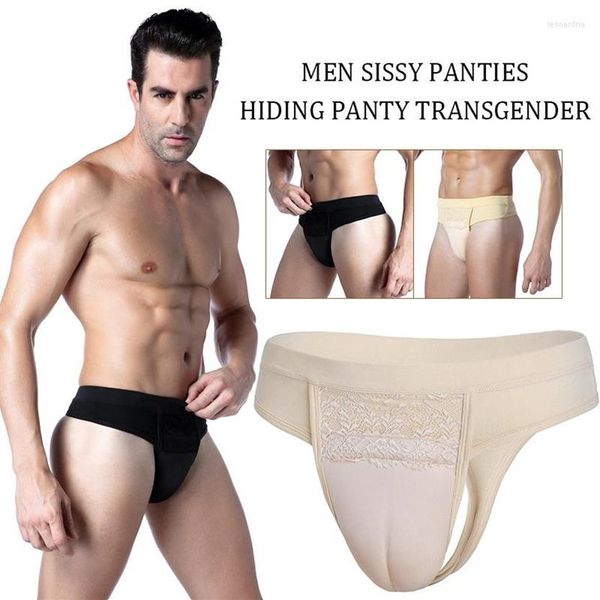 Hommes G Strings faux vagin sous-vêtements contrôle fausse chatte culotte Gaff insérer culotte rembourrée pour Drag Queen Crossdresser Transg261t