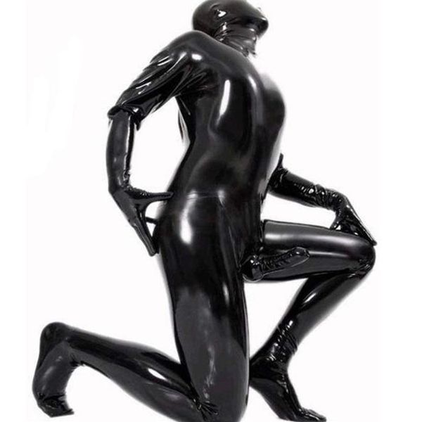 Hommes g-strings hommes mâle Latex PVC Catsuit grande taille 3XL Sexy Wetlook Faux cuir boîte de nuit complet body Gay fétiche Erotic299O