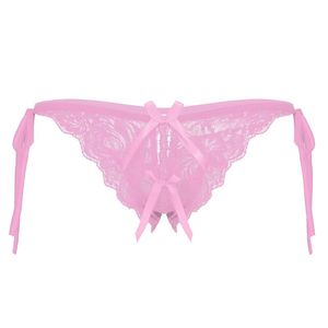 Heren g-strings mannen sissy ondergoed ondergoed crotchless g-string veter t-back slaapkleding lage taille bloemen kanten rooster slijsten nachtwearmen's