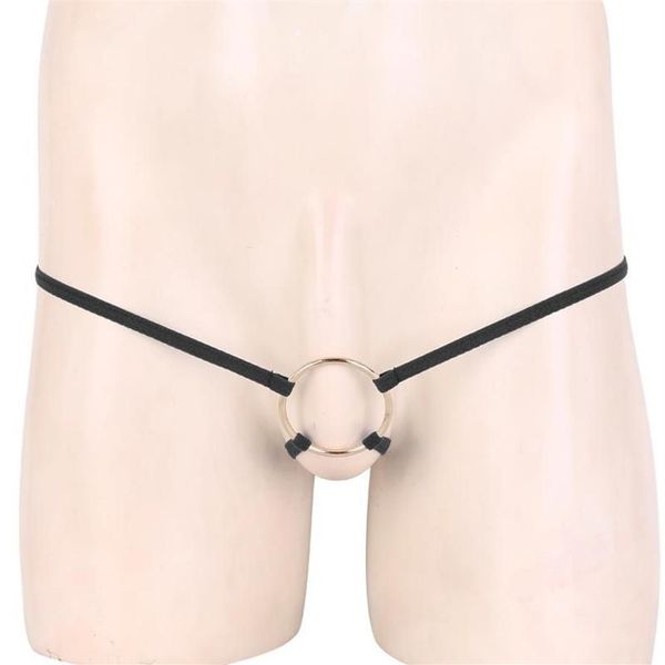 Hommes G-Strings Hommes Sous-vêtements Métal Pénis Cock Ring T-Back Ouvert BuCrothless Sexy Érotique Lingerie Sissy Gay Bondage Restraints221s