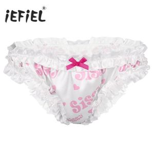 G-Strings pour hommes Mens Sissy Lingerie Gay Male Culottes Super Frilly Ruffled Jockstraps High Cut Knickers Bloomers Briefs Sexy U272r