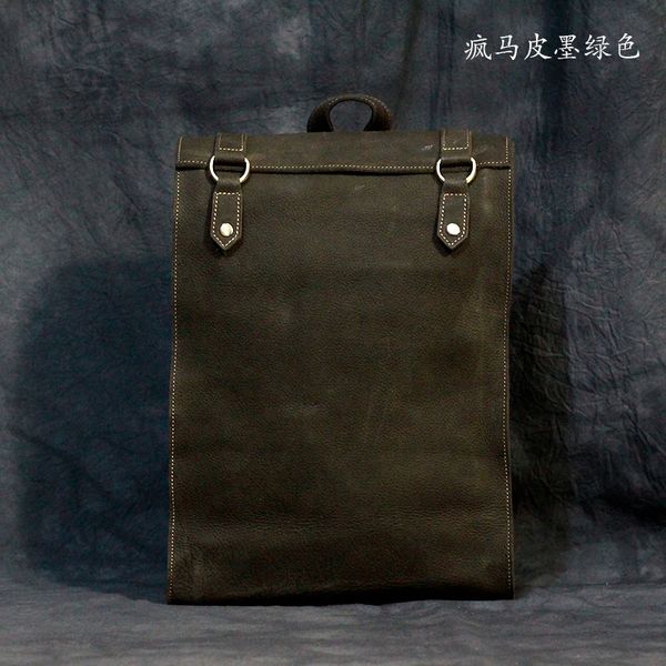 Sac à dos en cuir véritable Crazy Horse pour hommes, marque de luxe vintage, sac à dos de créateur de mode, sac d'école en peau de vache pour hommes