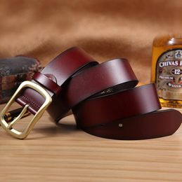 Ceinture en cuir véritable pour hommes et femmes, design Business et ceintures décontractées, avec boucle en lettres