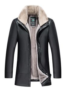 Veste en cuir véritable pour hommes, manteau de fourrure, vêtements d'hiver, coupe-vent épais et chaud, vêtements d'extérieur imperméables, grande taille xl xxl