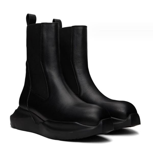 Bottes mi-mollet à lacets en cuir véritable pour hommes, chaussures d'hiver modernes à la mode rétro avec fermeture éclair, bottes de fête pour garçons 38-44