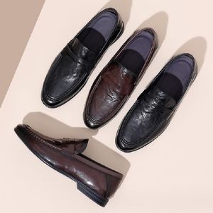 Zapatos de cuero genuino de microfibra para hombre, mocasines con suela de goma antideslizante suave 38-44, zapatos de cuero informales para hombre 1AA58