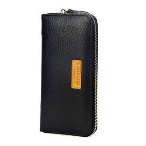 Cartera de cuero genuino para hombre, cartera de negocios, bolsos prácticos, carteras para Mujer, carteras largas