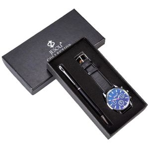 Conjunto de regalo para hombre Reloj bellamente empaquetado + Bolígrafo Venta Combinación creativa Relojes de moda para hombre Relojes de pulsera