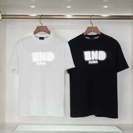 Hommes Glow Lettre Impression T-shirt De Luxe Noir Créateur De Mode D'été De Haute Qualité Col Rond Top À Manches Courtes Asiatique Taille S-XXXL