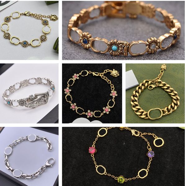Bracelets de bracelet en or pour hommes pour femmes chaînes de créateurs bracelet de couple en argent bronze entrelacé G fleur diamant bracelets bijoux de luxe