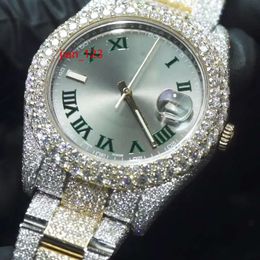 Montre-bracelet Hip Hop à Quartz moissanite dorée pour hommes montres de luxe diamant glacé montre mécanique pour hommes