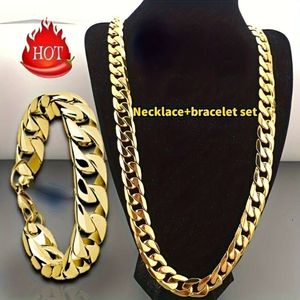 Gold Cubaanse ketting ketting en armband voor heren - Geslacht neutraal bruiloft sieraden