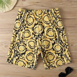 Bañador con estampado dorado para hombre, bañador corto para hombre, pantalones cortos informales, bañador de verano de secado rápido, bañadores de playa