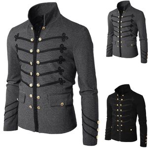 Manteau gothique brodé à boutons pour hommes, uniforme, Costume pratique, élégance simplicité, veste de survêtement pour hommes