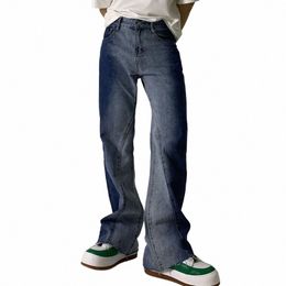 Hommes Dégradé Mer Vintage Lâche Casual Boot Cut Denim Pantalon Jeans Homme Style Coréen Streetwear Hip Hop Jeans Pantalon Mâle n23k #