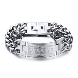 Bracelet d'identification de clé grecque pour hommes pour hommes en acier inoxydable mâle double chaîne cubaine bracelets Bileklik Hiphop bijoux audacieux et Chun275Q