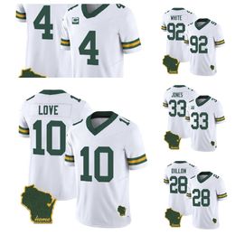Vert''Bay''Packers''Love pour hommes Brett Favre A.J.Dillon White 2023 F.U.S.E.Accueil Patch Vapor Untouchable Maillot Cousu Limité