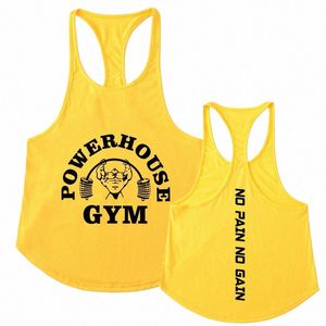 Heren Gym T-shirts voor tanktop Sportkleding man singlets rave POWERHOUSE Bodybuilding print Casual vest sportkleding Ondershirt e4DB#