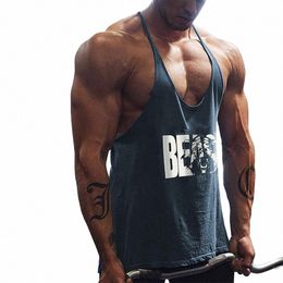 Heren Gym Workout Bodybuilding Gedrukt Muscle Stringer Extreme Y Back Fitn Tank Tops 477b #