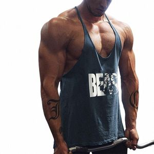 Gimnasio para hombres Entrenamiento Culturismo Impreso Muscle Stringer Extreme Y Back Fitn Tank Tops 477b #