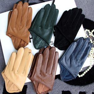 Gants de palmier masculins pour le cuir en cuir réel gant cuir breveté Mode Gants de moto masculine Per personnalisation de la peau de mouton Nouveau H1022