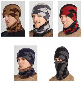 Chapeau pour hommes en plein air hiver Protection des oreilles froid et chaud tricoté chapeau rayé laine chapeau pull casquette DD479