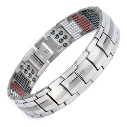 Heren Gezondheid Magnetische Armband voor Man Verzilverd Pure Titanium Bangle Magnetische Ion Germanium Verre Far Infar Rode Armbanden Sieraden