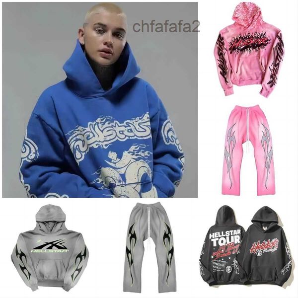 Sweats à capuche Hellstar Men's Sweatshirts High Street Fleece Mens Hooded Harajuku Stranger Things Oversize Lose Sweatshirtss Hip Hop Hop Hoody C11 SBYJ