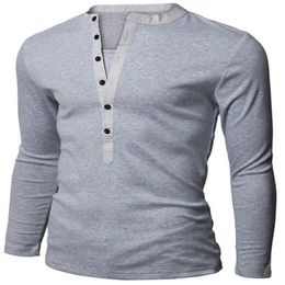 Henley – chemise à manches longues pour hommes, Design populaire, élégant, Slim, uni, avec patte de boutonnage, décontracté, T-shirts2313