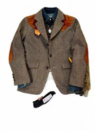 Blazer de costume en tweed Herringbe pour hommes, style semi-formel, veste Vintage américaine 43Bx #
