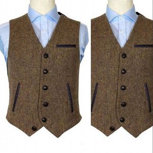 Heren visgraat casual bruidegom Britse stijl slank colbert Prom bruiloft vest maatwerk