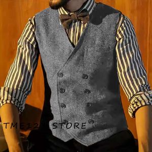 Heren Visgraat Effen Kleur Zakelijk Vest Gothic Chaleco Pak Mannelijke Wang Vesten voor Vrouwen Formele Man Ambo Steampunk Vest