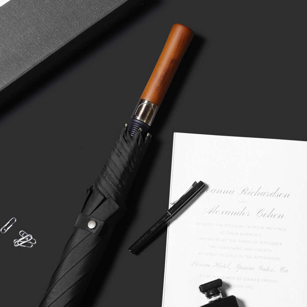 Мужской высококачественный гольф -зонтик деревянный длинная ручка с прямой резиной подарки для гольфа гольф зонтик солнце и дождь двойное использование