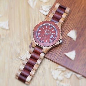 Reloj impermeable de sándalo con movimiento de calendario de moda de alta calidad para hombres