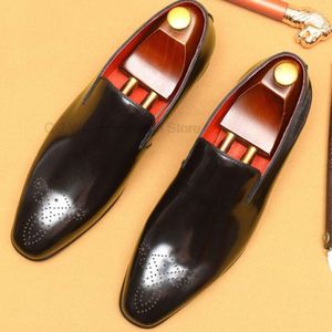 Mocassins en cuir véritable pour hommes, chaussures de haute qualité, élégantes, décontractées, pour fête de mariage, marron et noir, à enfiler