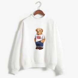 Vêtements de haute qualité pour hommes, grande taille, sweat-shirt imprimé Little Bear Polos, T-shirt à manches longues pour hommes, tailles régulières américaines s-XXL blanc