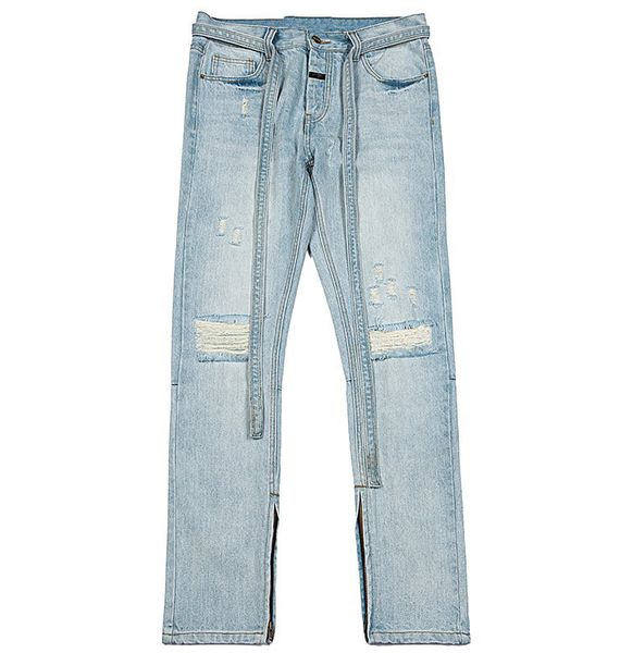 Jean déchiré pour hommes, pantalon en Denim, coupe cintrée, avec fermeture éclair latérale, à la mode, rétro, ample et décontracté