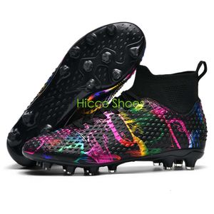 Botas de fútbol AG de caña alta para hombre, zapatos de fútbol profesionales con clavos largos, tacos de entrenamiento antideslizantes cómodos para jóvenes