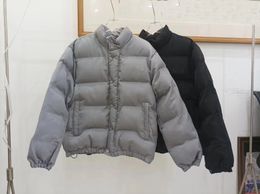 Abrigo de plumón estilo Hip Hop para hombre, chaquetas de algodón con cuello levantado bordado con letras, abrigos de calle de invierno, Parkas de algodón holgadas y gruesas para invierno