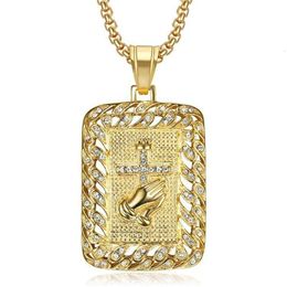 Hip Hip Hop Gold Plated Boeddha Hand Hanghanger ketting met volledige diamantdetails